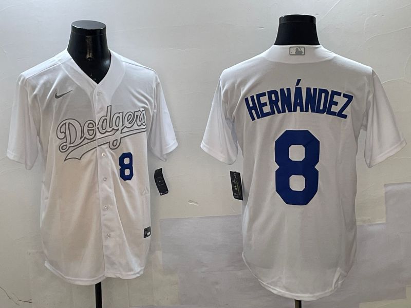 Men Los Angeles Dodgers 8 Hernandez White Fashion Edition Game 2025 Nike MLB Jersey style 8